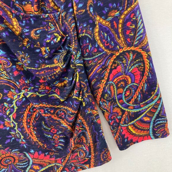 Coldwater Creek Wrap Top size 1X Multi Color Artsy Paisley Stretch Boho Festival - Picture 4 of 10